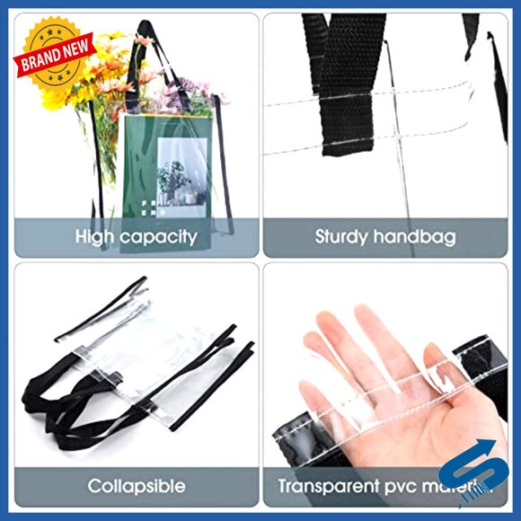 Clear PVC Tote Bags Bulk Pack Stadium Approved See Through Travel Beach - Picture 5 of 7